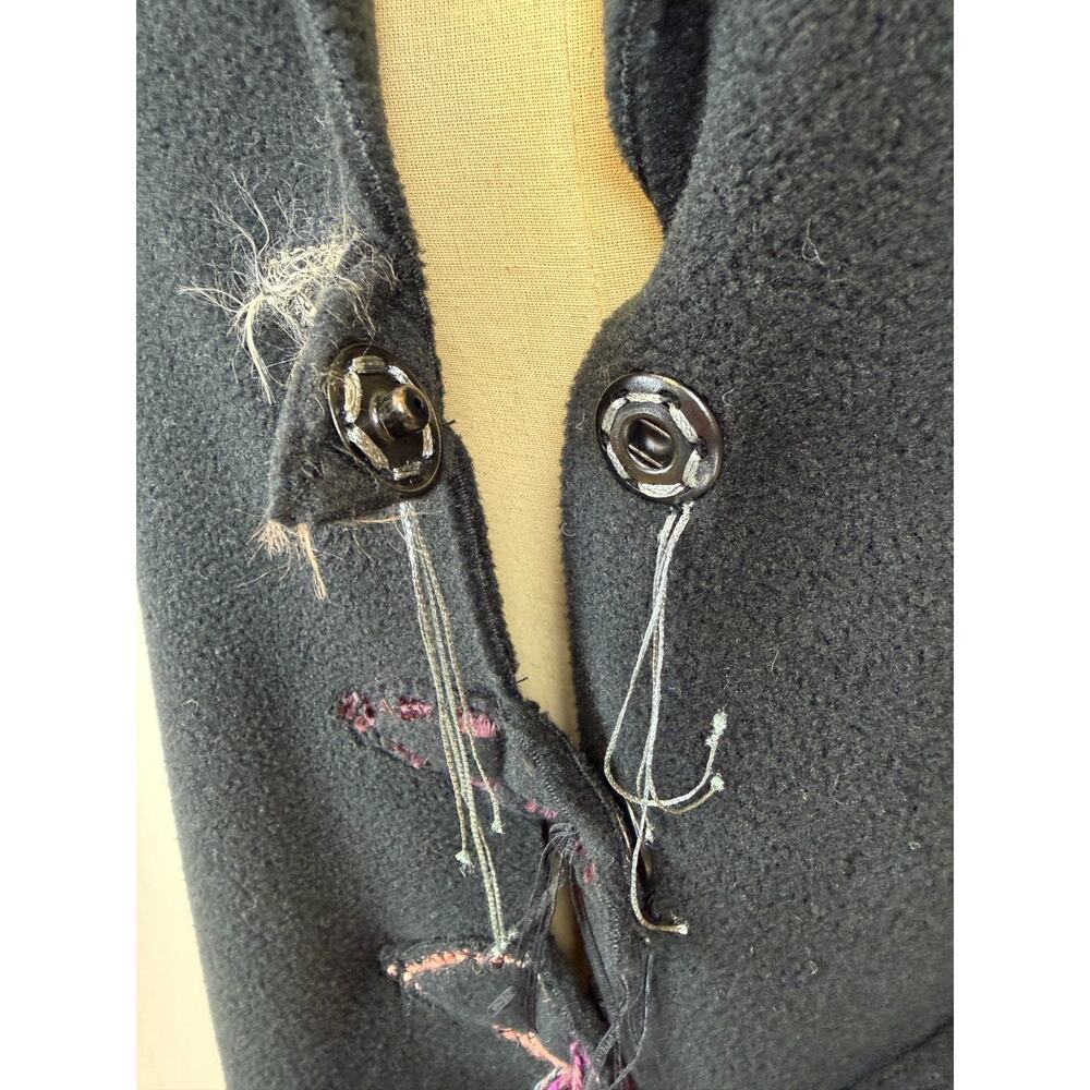 GISELLE SHEPATIN Black Embellished Coat Art to Wear Fleece OS #1-0168 - Picture 8 of 11